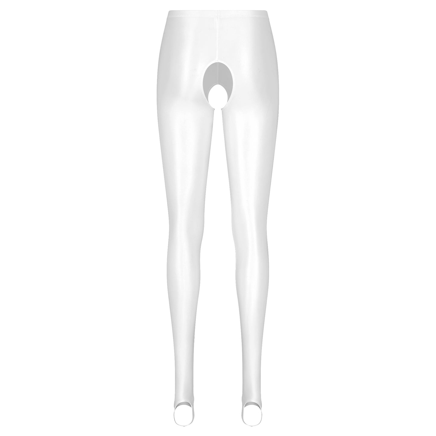 Satin Yoga Leggings Female Sexy Mid Waist Open Crotch Glossy Stockings Pantyhose Sports Yoga Pants Women Tight Seamless Tights