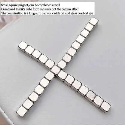 27pcs Cat Eye Magnet Cube for Nails Strong Magnetic Square Stick 9D/5D Cat Eye Gel Polish Line Strip DIY Manicure Design Tool