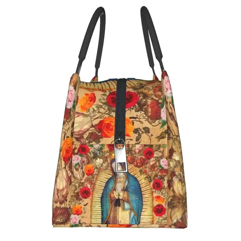 Our Lady Of Guadalupe Virgin Mary Thermal Insulated Lunch Bag Women Catholic Mexico Poster Resuable Travel Storage Meal Food Box