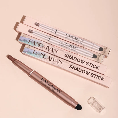 Metallic Double-head Eyeshadow Stick Diamond Shimmer Highlighter Pencil Ultra Pigmented Long Lasting Cream Eye Shadow Sponge Pen