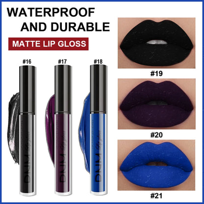 New 3pcs/set Liquid Lipstick Waterproof Long Lasting Cosmetic Black Blue Purple Green Matte Lip Gloss Nude Lip Tint Stain Makeup