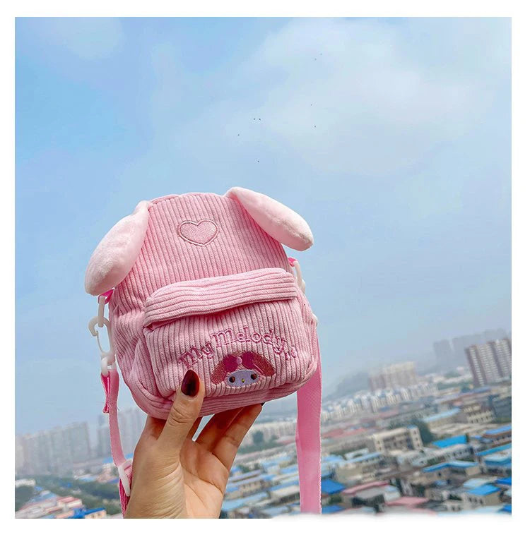 Kawaii Sanrio Plush Bag My Melody Kuromi Cartoon Animal Handbag Cute Cinnamoroll Storage Tote Bags Women Girls Birthday Gifts