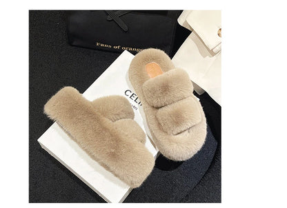 Woman Furry Ladies Fur Luxury Fluffy Plush Slipper House Soft Fuzzy Platform Indoor Casual Winter Home Warm High Heels Female