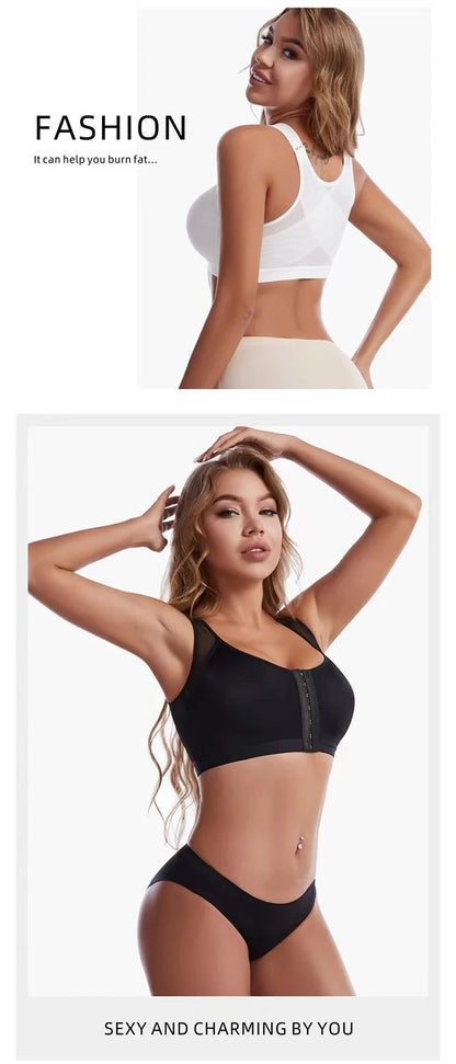 Vest Bras S-5XL Front Closure Posture Corrector Lift Up Bra Women Push Up Cross Back Underwear Shockproof Sports Support Fitness