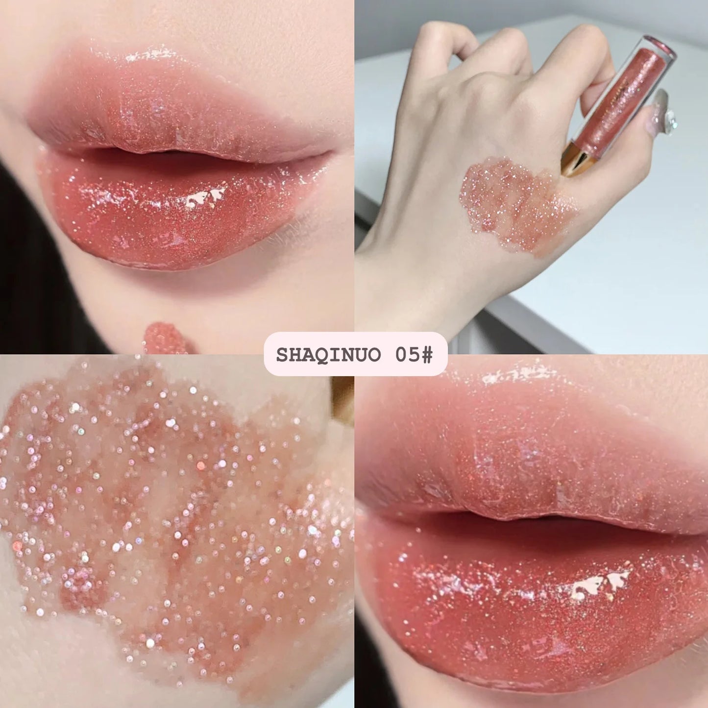 Glitter Liquid Lipstick Shimmer Metallic Clear Mirror Lip Gloss Plumping Oil Moisture Shine Lip Tint Sparkling Diamond Lip Oil