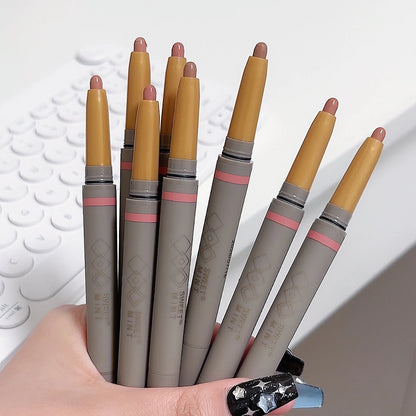 With Eye Shadow Brush Cream Matte Shimmer Eyeshadow Stick Double-head Glitter Highlighter Stick Sparkling Silkworm Eyeliner Pen