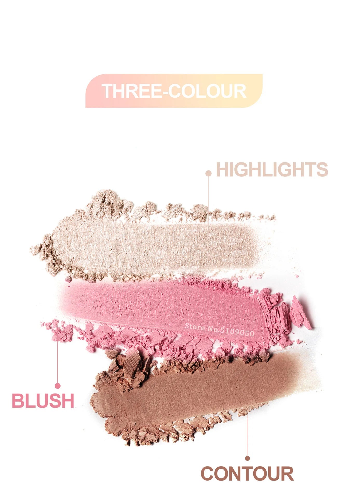 3-In-1 Face Bronzer Highlighter Makeup Palette Matte Pearlescent Blush Contouring Shadow Brighten Three-layer All-in-one Palette