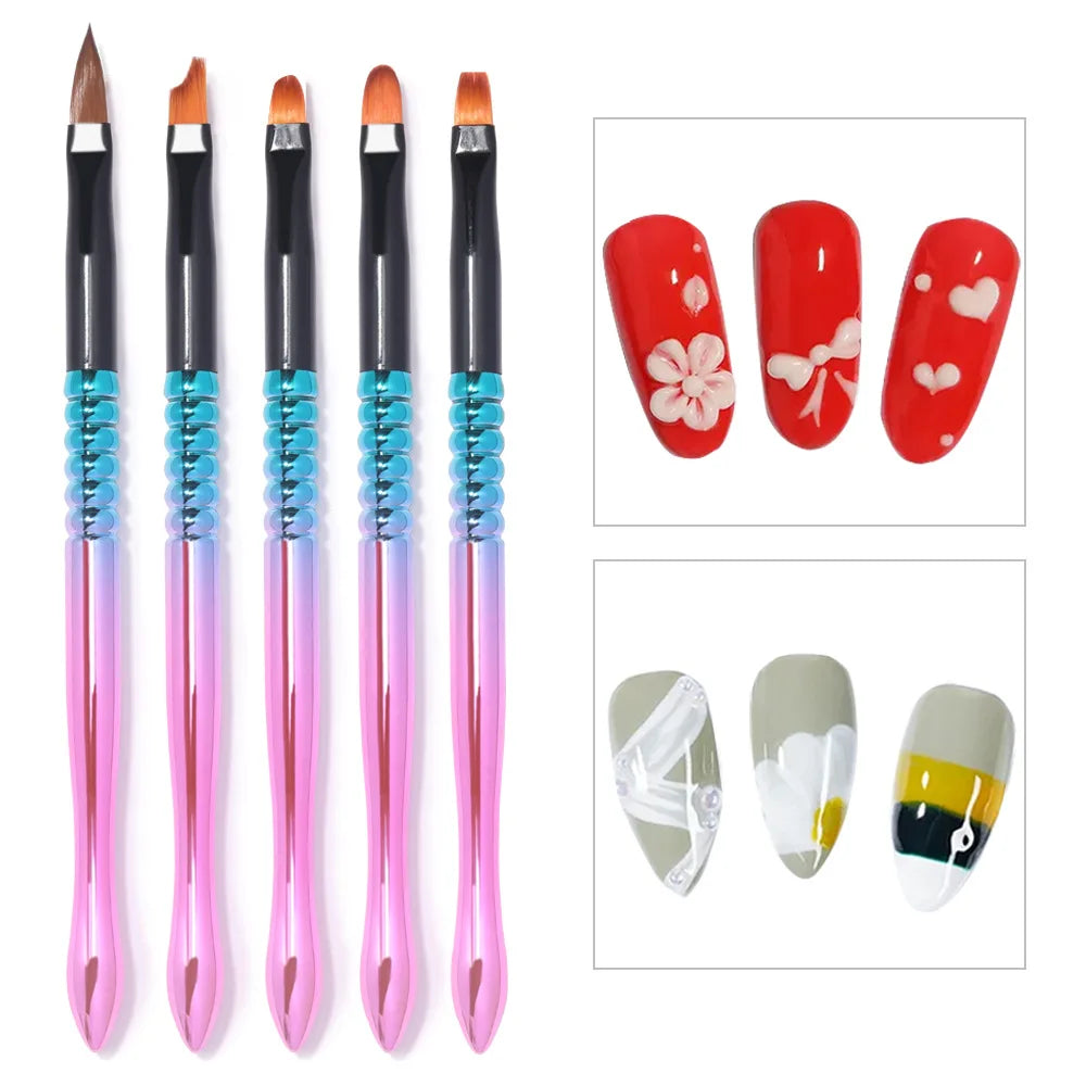 15Pcs/Set Nail Art Brush Ombre Brushes UV Gel Nail Polish Brush Painting Drawing Carving Pen Set For Manicure DIY Design Tools