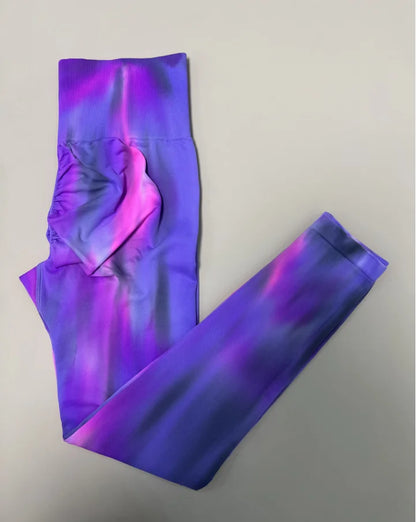 New Tie Dyed High Waist Gym Leggings Push Up Scrunch Seamless Thick Sports Pants Elastic Soft Yoga Workout Leggins Women