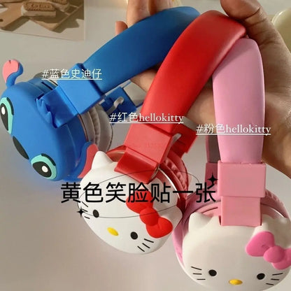 Hello Kitty Cute Bluetooth Headphone Wireless Headsets Anime Cartoon Stereo Headset Earphone With Mic Fashion Hottie Y2k Gifts