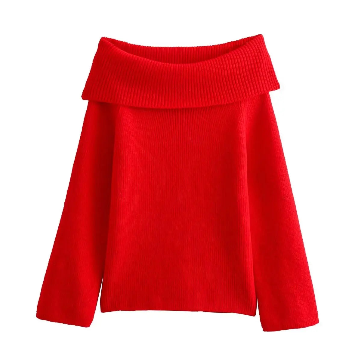 TELLHONEY Women Fashion Slash Neck Strapless Off The Shoulder Sweater Female Casual Long Sleeves Knitted Slim Fitting Pullover