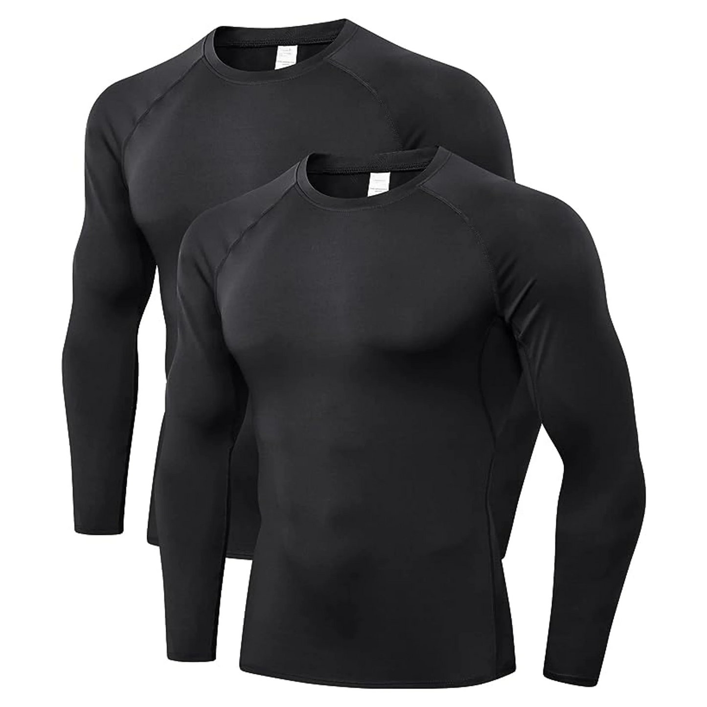 2 Pack Men's Compression Shirts Long Sleeve Athletic Workout Tops Base Layer Quick Dry Sports Athletic Workout T-Shirt