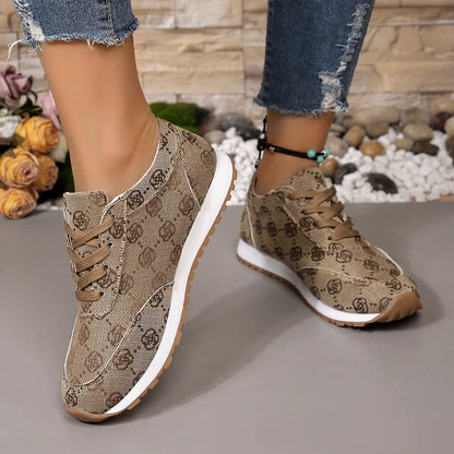 Women Casual Sneakers Luxury Print Design Shoes Platform Lace Up Breathable Sneakers Running Tennis Sports Shoes Plus Size 36-43