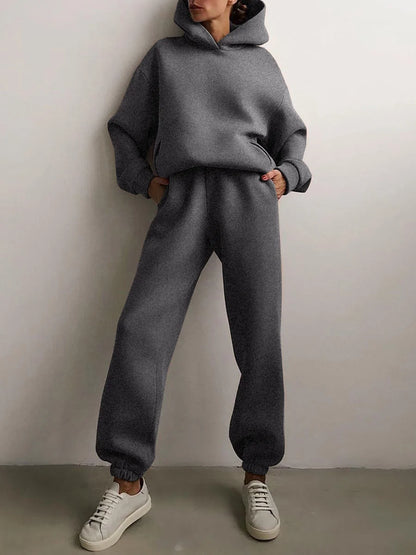 2023 Trend Casual Fashion Thickened Long-sleeved Sweater Pants Two-piece Cap Suit