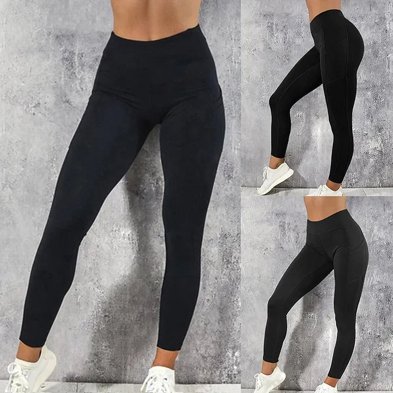 Women Sports Leggings Gym Pocketed Yoga Pants Fitness Running Pants Stretchy Sportswear Plus Size Sports Gym Yoga Pant for Women