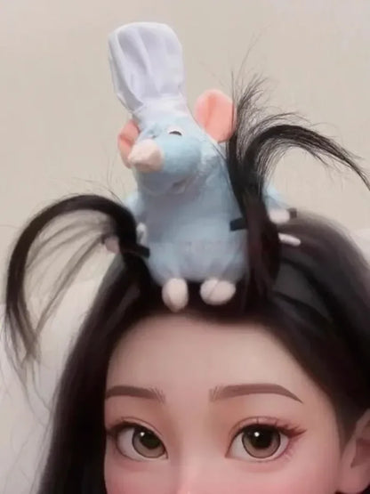 Disney Ratatouille Hairband New Cartoon Plush Doll Headband French Wide-Brimmed Hairpin Photo Headdress Creativity Girl Toy Gift