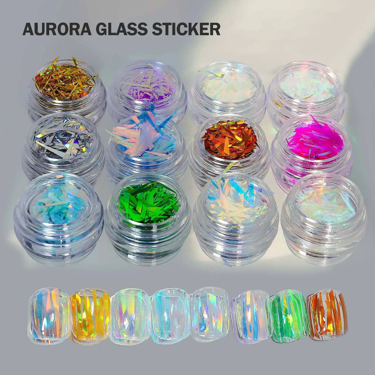 1Box Irregular Holographic Broken Glass Paper Aurora Nail Foil Decal Gradient Laser Flakes Sticker DIY Accessories Manicure Deco