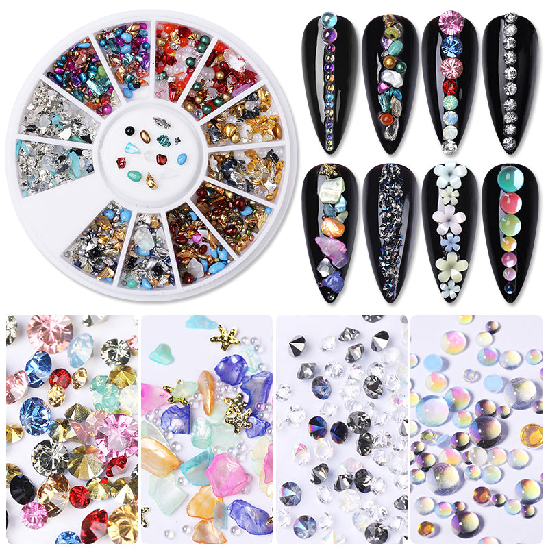 PICT YOU 3D Sharp-Bottom Opal Nail Rhinestone Glitter Small Irregular Beads Stone Manicuring Nail Art Decoration In Wheel Tools