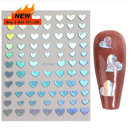 Laser Butterfly Stickers For Nails Holographic Snake Dragon Heart Star Moon Adhesive Sliders 3D Nail Art Decal Decoration LASTZX