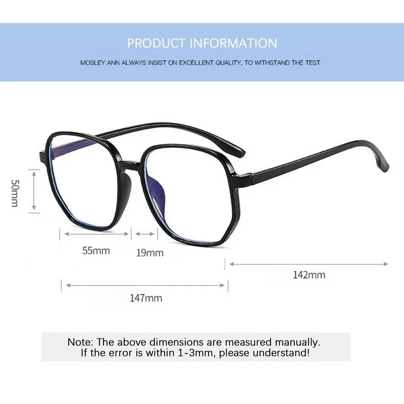 Fashion Anti Blue Light Glasses Ultra-Light Transparent Korean Gradient Big Square Frame Men Women Eye Protection Spectacles