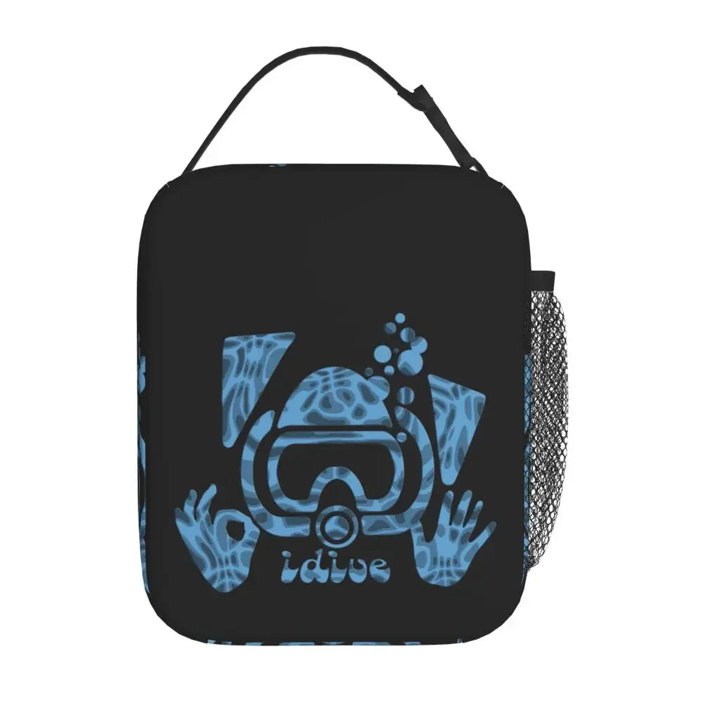 Scuba Diver Flag Resuable Lunch Box for Women Multifunction Dive Diving Thermal Cooler Food Insulated Lunch Bag Office Work