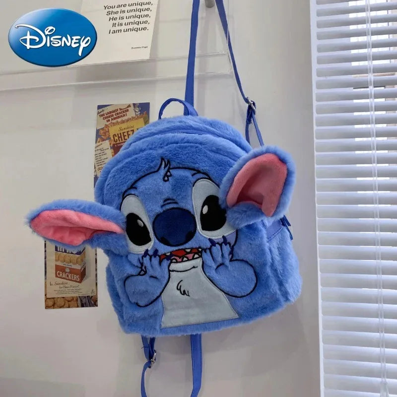 Disney New Stitch Plush Backpack Cartoon Fashion 3D Mini Women's Backpack Large Capacity Cute Children's Schoolbag High Quality