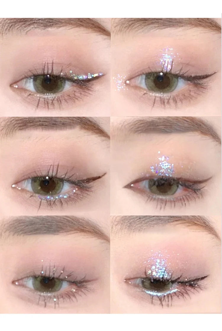 Liquid Glitter Eyeshadow Diamond Shiny Silver Eye Liners Waterproof Flash Sequins Gel Lying Silkworm Brightening Makeup Tools