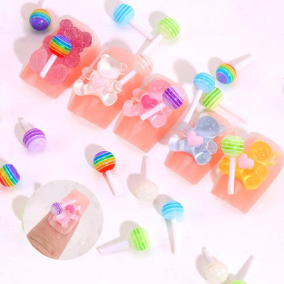 50pcs Miniature Lollipop/ 1:12 kawaii charm for Nails, Crafts, Jewelry/ Cute 3D Studs Charms Jewelry, 3D Lollipop Charms