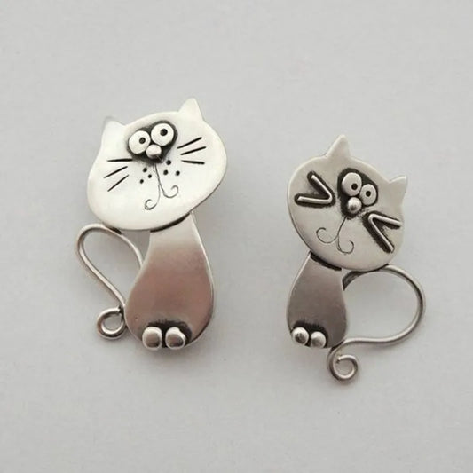 Delicate Cute Cat Stud Earrings Silver Color Earrings Women Jewelry