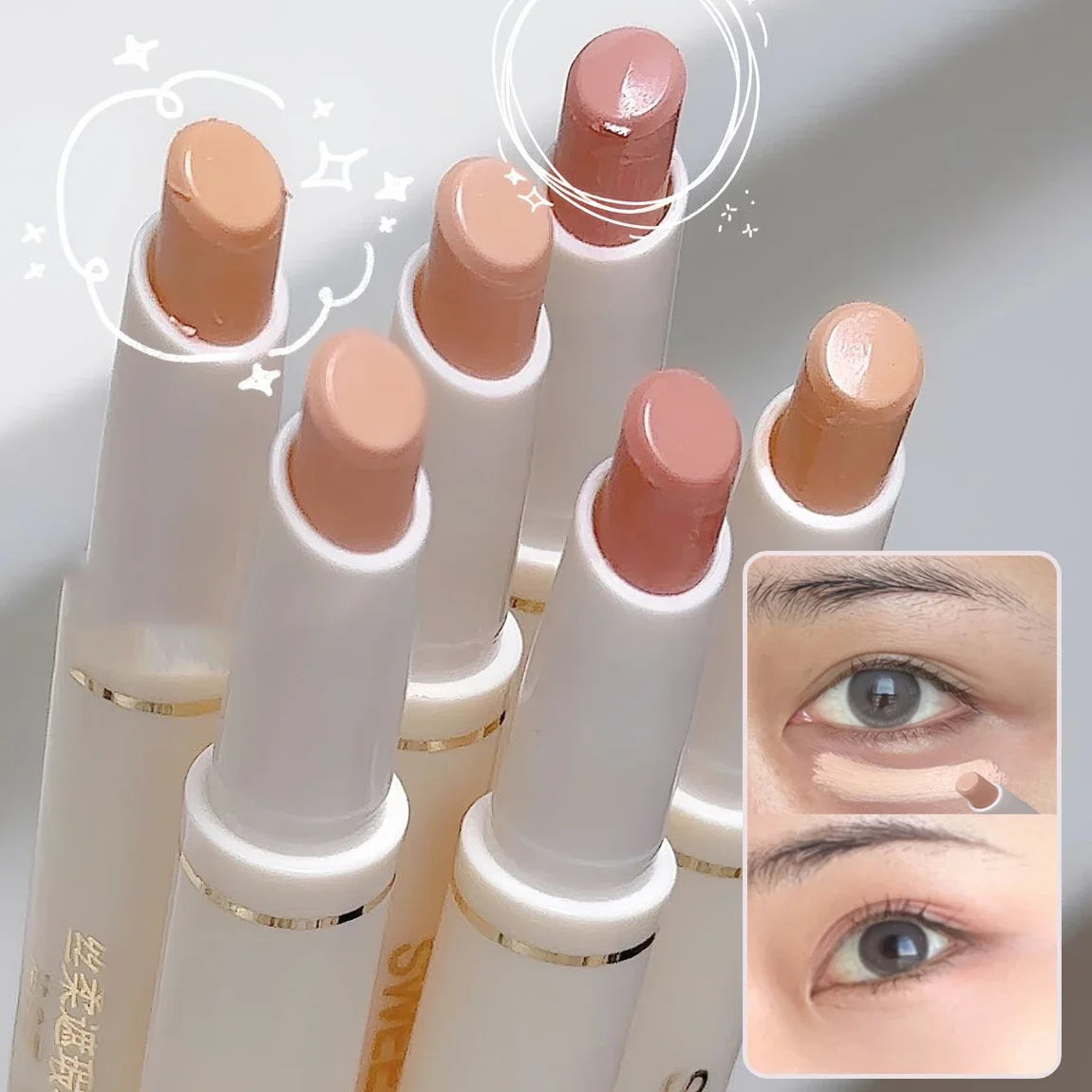 Silk Soft Concealer Pen with Brush Moisturizing Full Coverage Acne Dark Circles Contour Cream Lip Concealer Cover Stick Makeup