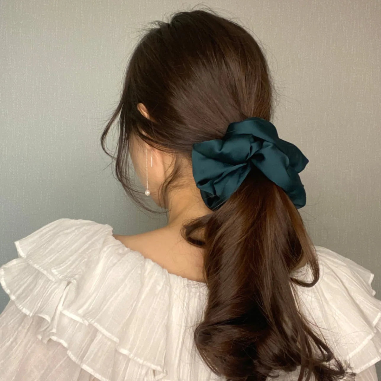 Fashion Oversized Silk Scrunchies for Women Korean Chiffon Elastic Hair Ties Ponytail Holder Headwear Chouchou Cheveux Femme