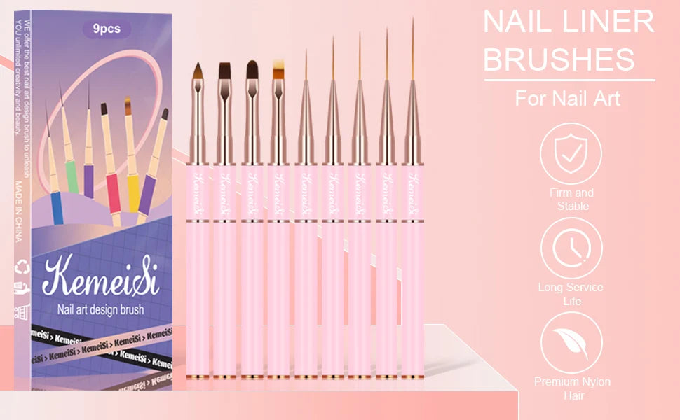 Kolinsky Sable Finest Premium Nail Art Long Striper Liner Brush with Wooden Handle Acrylic Nails Tool