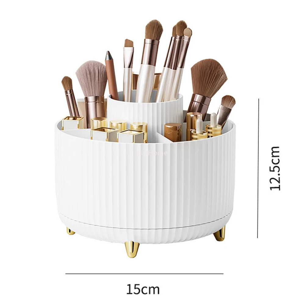 360 Rotating Makeup Organizer Bedroom Desktop Cosmetic Storage Box Portable Lipstick Makeup Brush Pen Holder for Bathroom Home