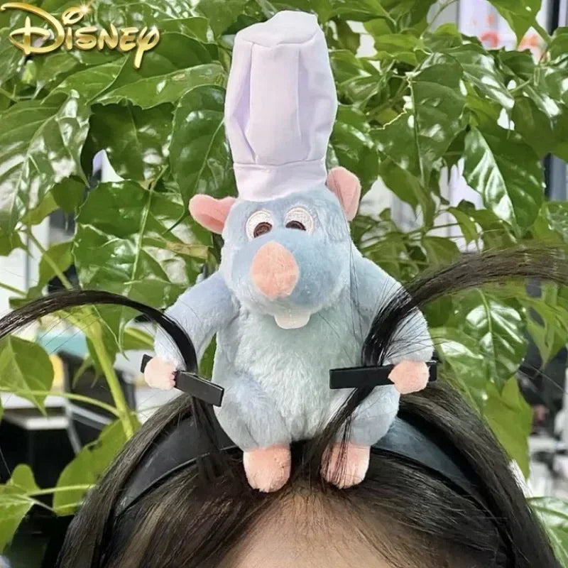 Disney Ratatouille Hairband New Cartoon Plush Doll Headband French Wide-Brimmed Hairpin Photo Headdress Creativity Girl Toy Gift