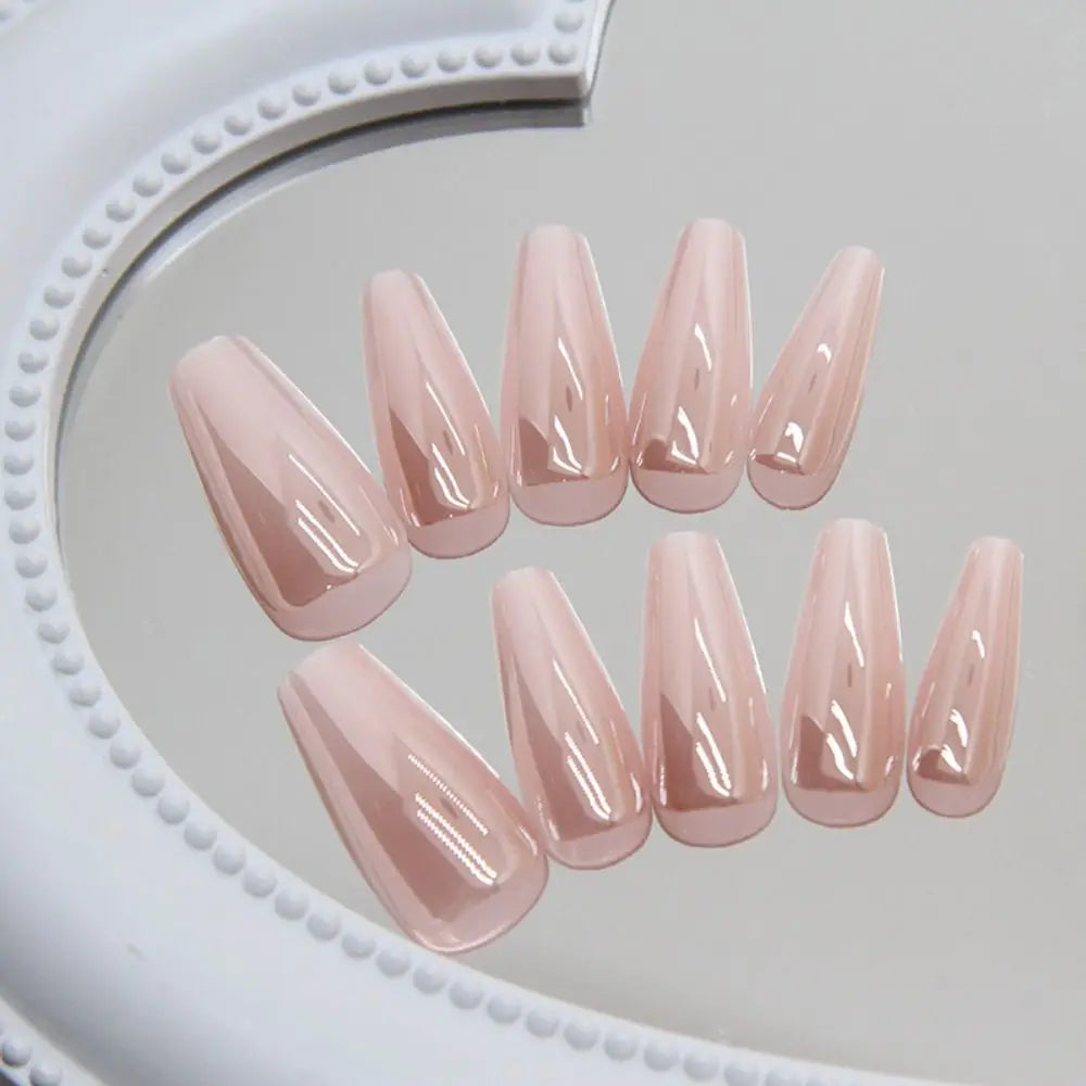 24Pcs New Style Press On Nails Long Square False Nails French Shining Cat Eye Fake Nails Full Cover Detachable Nail Tips