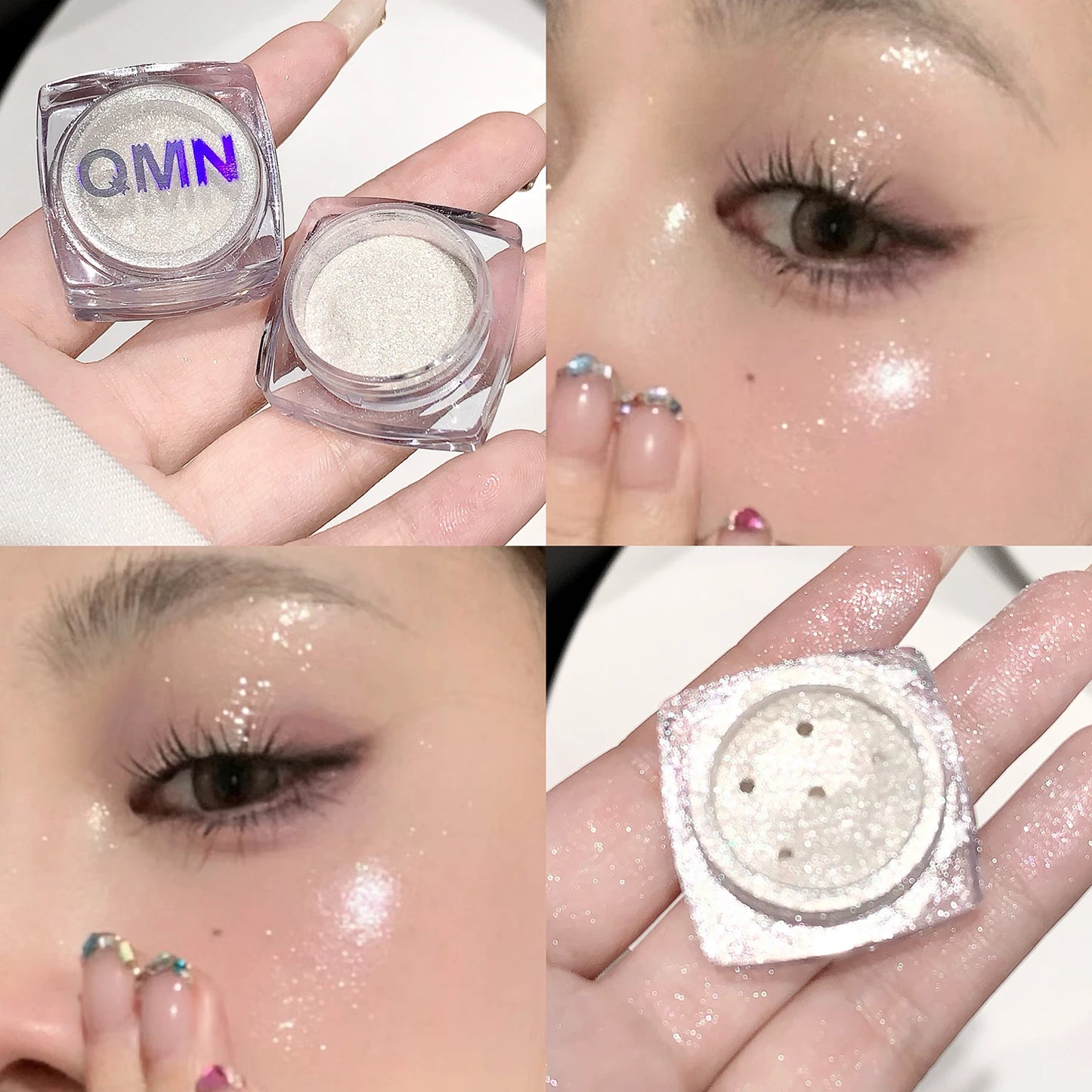 White Moonlight Fairy Highlight Powder Face Body Brightening High Gloss Loose Highlighter Pearl Shimmer Eyeshadow Glitter Powder