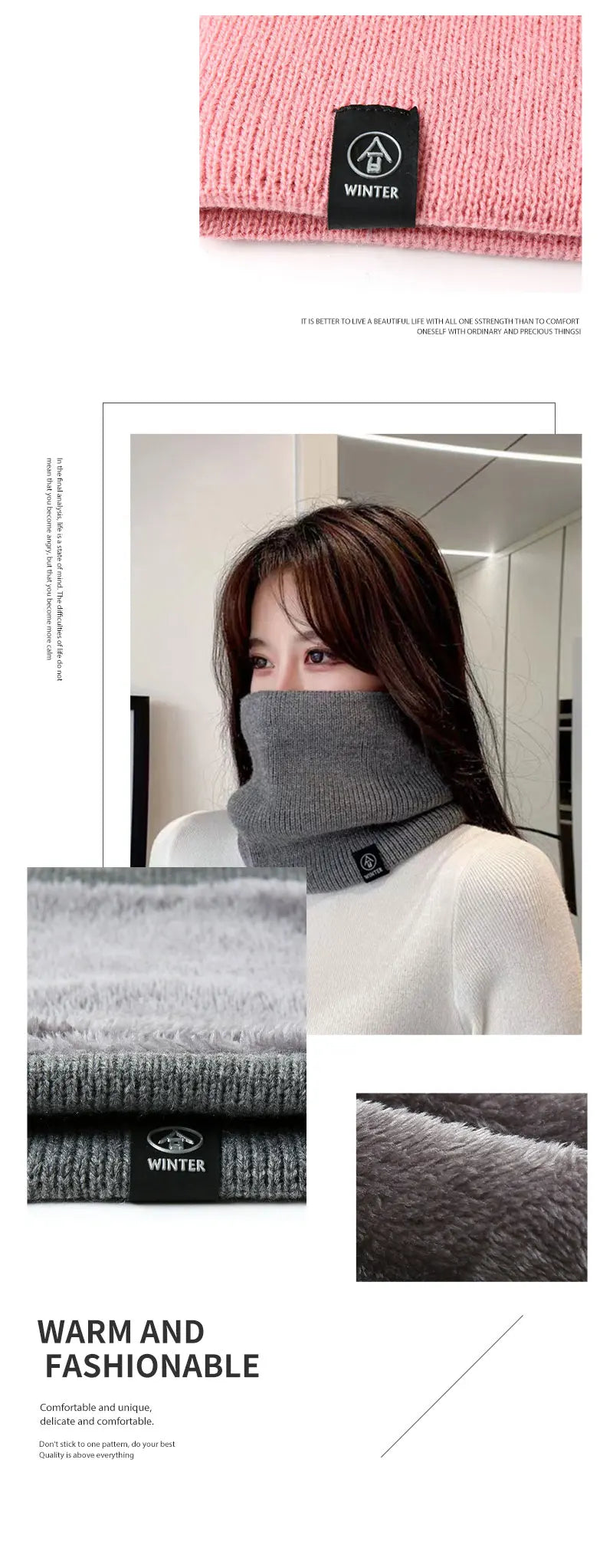 Fashion Women Knitted Scarf Solid Cashmer Like Winter Snood Scarves Lady Warm Wool Fur Thick Unisex Men Neck Scarfs Ring