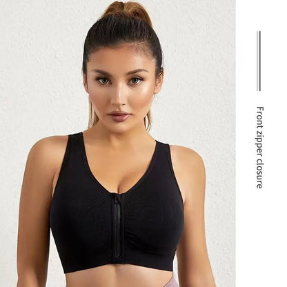 Women Seamless Bra Underwear Camisole Crop Top Free Size Black Skin Blue Front Zipper Breathable Sports Fitness Yoga Casual