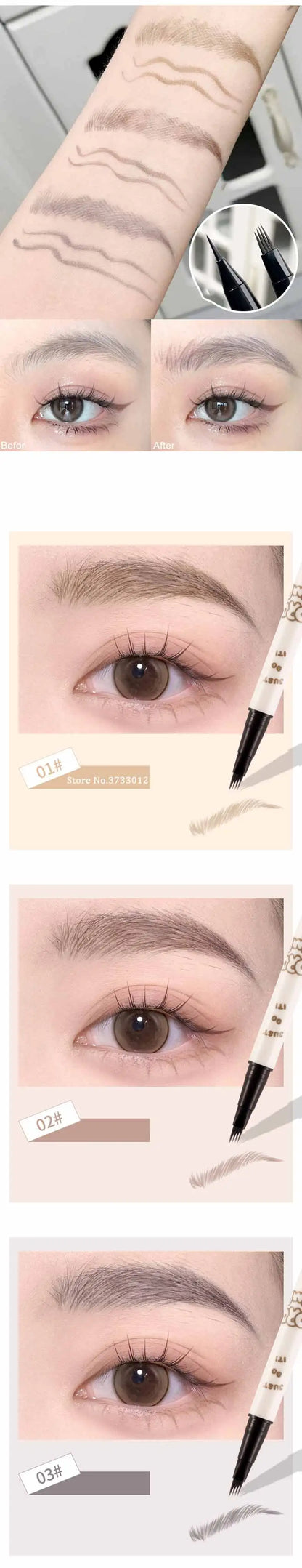 Four Claw Water Eyebrow Pen Natural Smooth Clear Roots 4 Point Head Liquid Eye Brow Liner Pencil Waterproof Eye Makeup Cosmetic