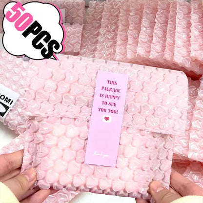 50-5Pcs Pink Love Bag Bubble Envelope Bubble Envelope Padded Envelopes Packaging Bag Business Bubble Mail Decor Packaging Sack