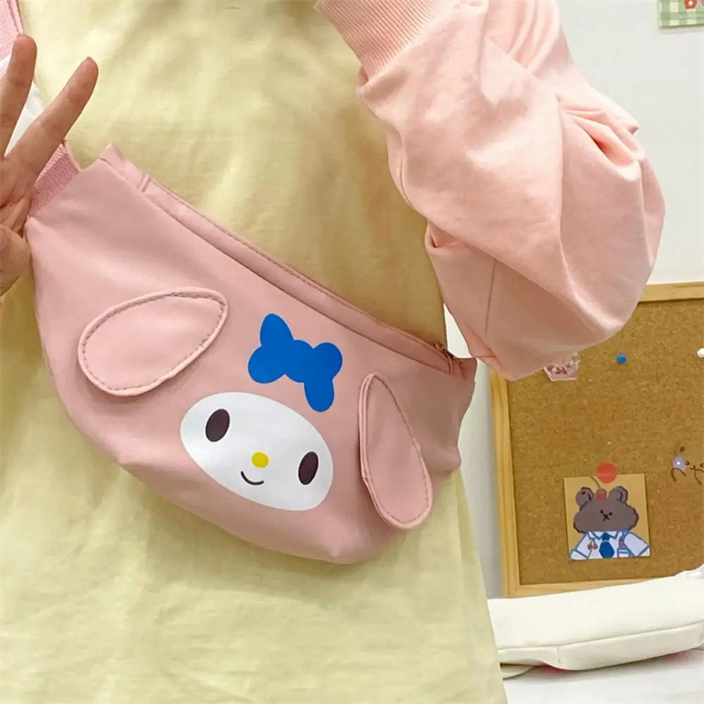 Kawaii Sanrio Shoulder Bag Kuromi My Melody Casual Simple Sling Storage Crossbody Cinnamoroll Chest Bag Women Student Girl Gifts