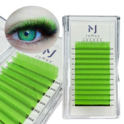 Colour Lash Extension Red Purple Blue Pink Flu Color False Individual Eyelash Extension Silk Russian Volume Lashes