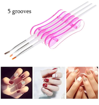 5 Grids Nail Art Painting Brush Holder Manicure Brush Rack Painting Pen Rest Display Stand UV Gel Brush Shelf Nails Accessories