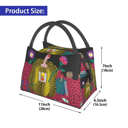 Yayoi Kusama Abstract Painting Lunch Boxes Women Leakproof Cooler Thermal Food Insulated Lunch Bag Travel Work Pinic Container