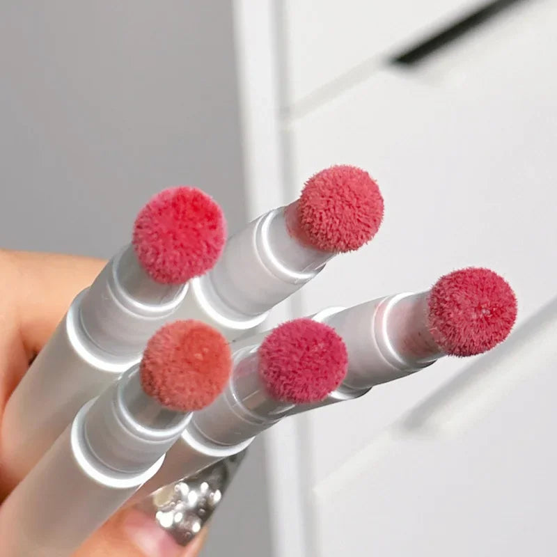 Fluffy Velvet Soft Lip Glaze Liquid Lipstick Cream Nude Matte Rose Red Pigment Waterproof Long Lasting Dye Cheek Lip Tint Paste