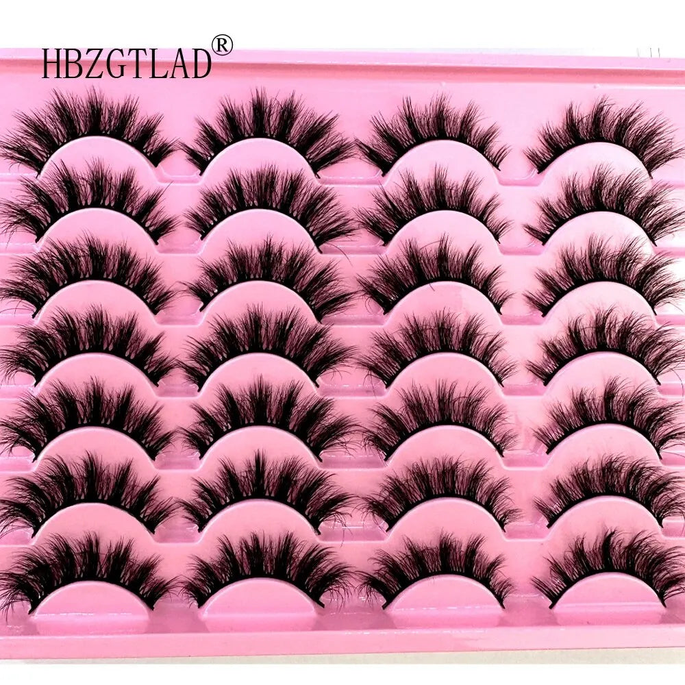 New 14Pairs 3D Faux Mink False Eyelashes Natural Messy EyeLashes Crisscross Wispy Fluffy Lashes Extension Makeup Fake Eyelashes