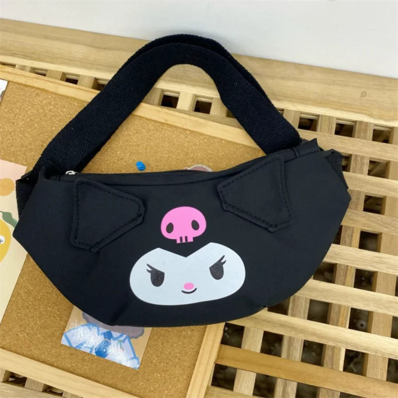 Kawaii Sanrio Shoulder Bag Kuromi My Melody Casual Simple Sling Storage Crossbody Cinnamoroll Chest Bag Women Student Girl Gifts