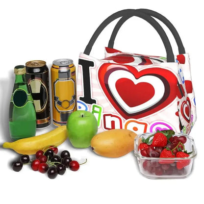 I Love Bingo Game Insulated Lunch Bags for School Office Waterproof Cooler Thermal Lunch Box Women lunchbag