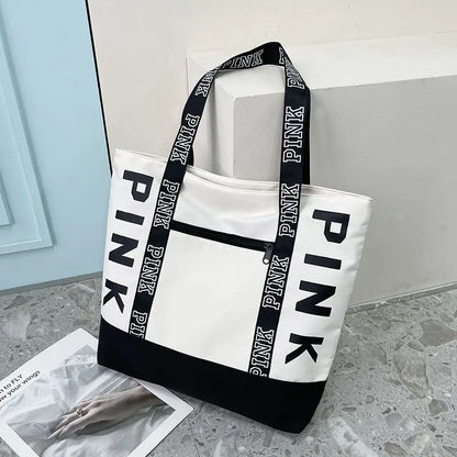 Literary Nylon Tote Bag For Women Large Capacity Shoulder Bag Fashion Letter Strap Handbags Large Capacity Tote Bag