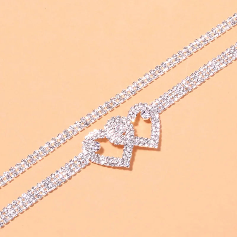 Beautiful Dazzling Cubic Zirconia Chain Anklet for Women Fashion Silver Color Ankle Bracelet Barefoot Sandals Foot Jewelry